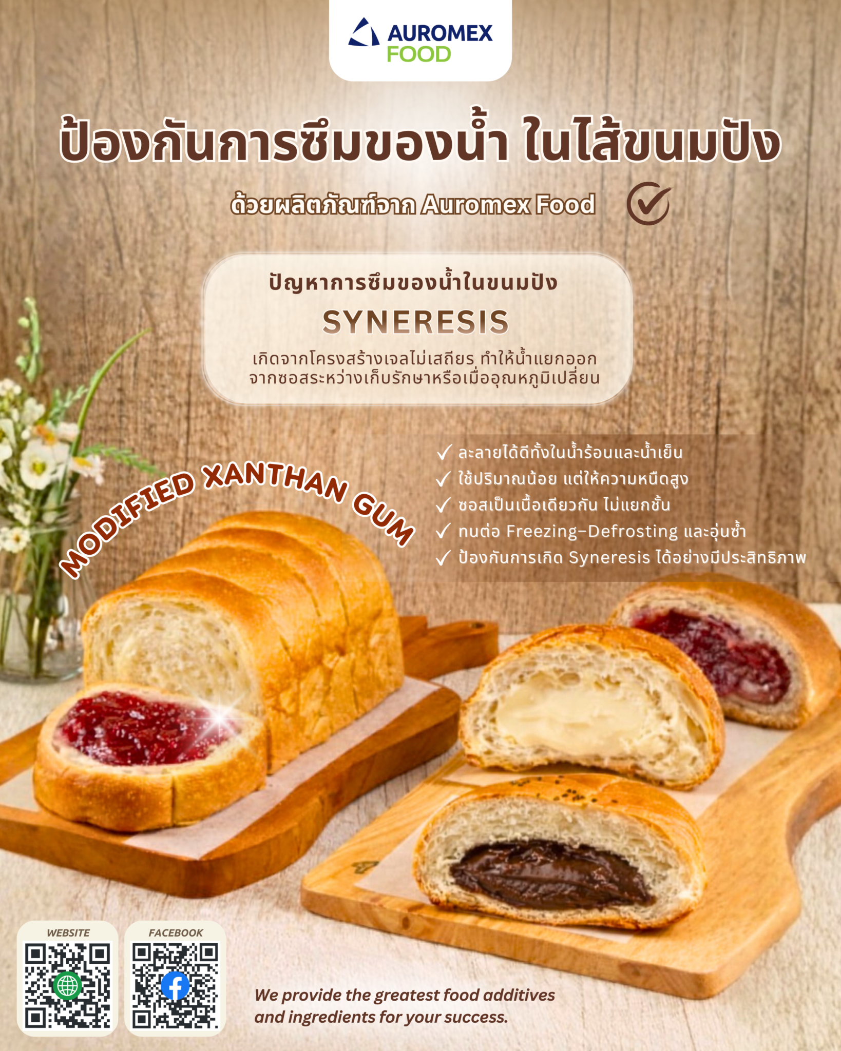 Synerersis ป้องกันการซึมของน้ำ (Syneresis) ในไส้ขนมปัง – Auromex Food
